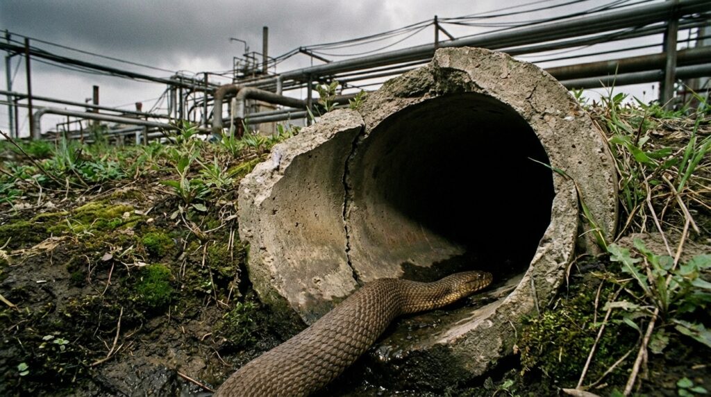 Гадюка в дренажній системі підприємства